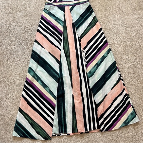 Red Carter A-Line Side Slit Maxi Dress Multicolor Tie Straps Women's Size S - Picture 7 of 16